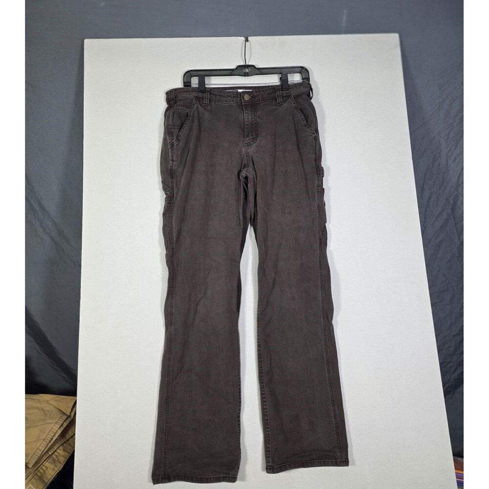 Carhartt Womens Brown Loose Fit Canvas Utility Work Pants Size 10 Regular